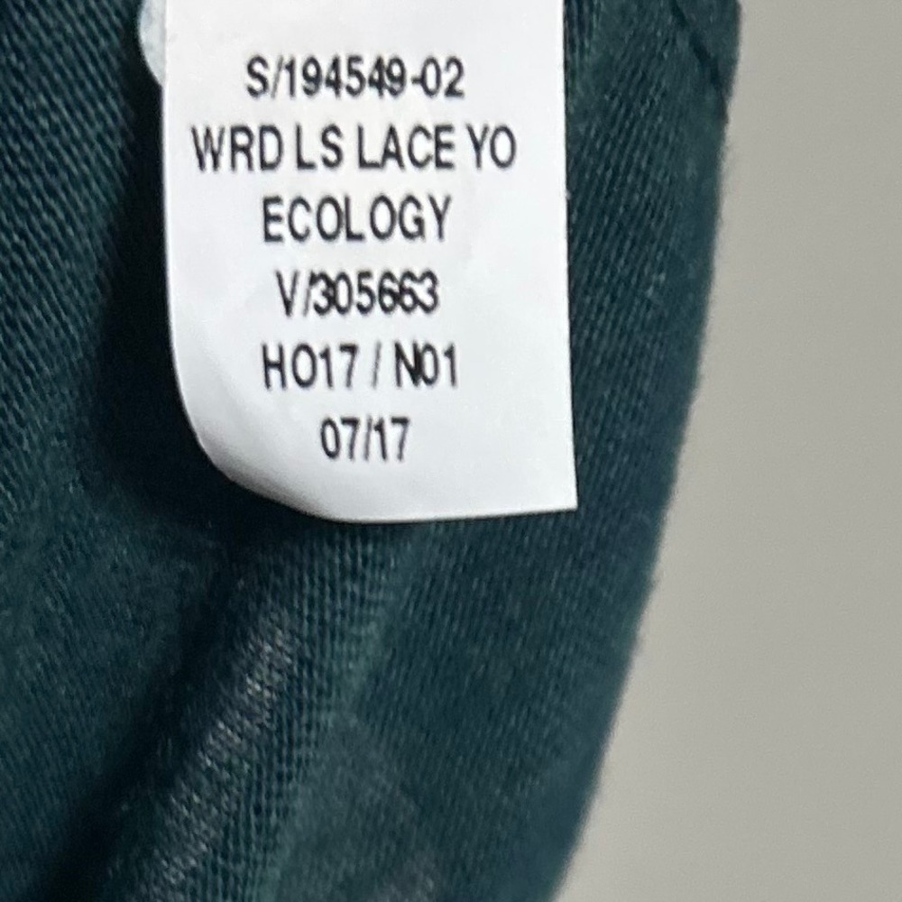 Old Navy Blouse 2X Teal Green Lace Yoke Boho Long Sleeve Cottagecore Peasant Top - Picture 6 of 9